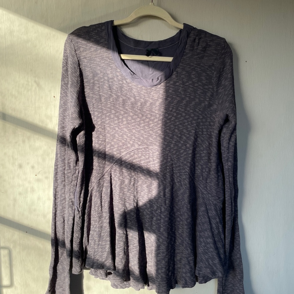 Anthropologie Light Gray/Blue Long Sleeve Shirt